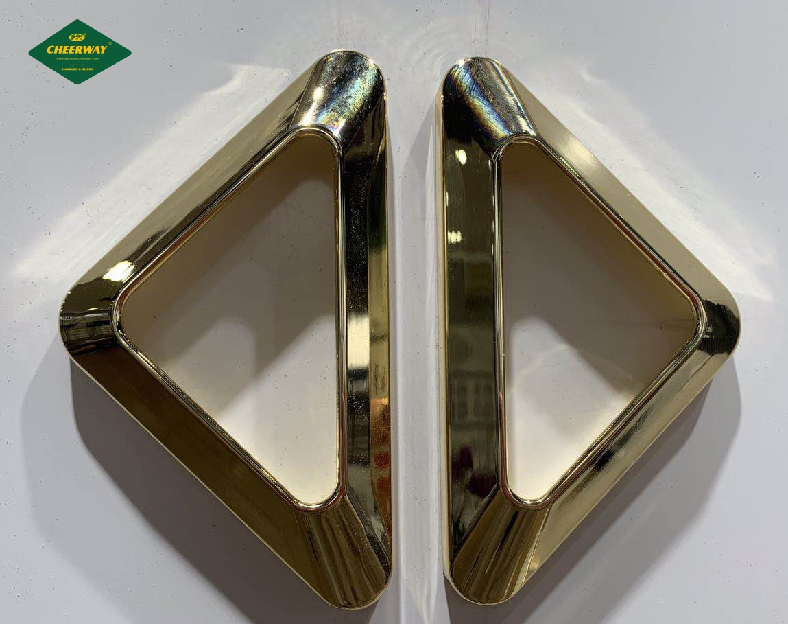 Zinc alloy triangle handle, gold handle, shaped handle,dumb black